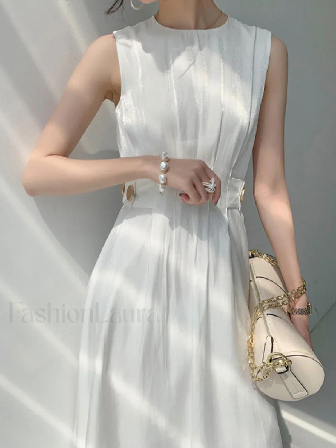 Button Embellished Satin Midi Dress - Image 8