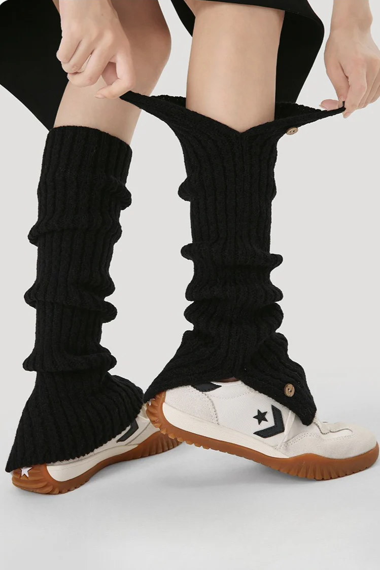 Button Knit Foldover Leg Warmers - Image 4