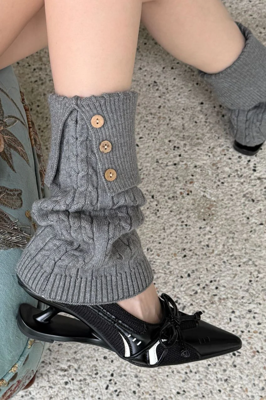 Cable Knit Foldover Button Leg Warmers - Image 8
