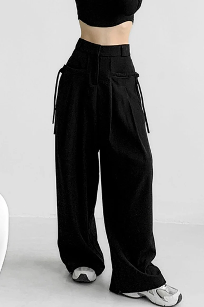 Casual High Waist Fluid Wide Leg Pants - Image 5