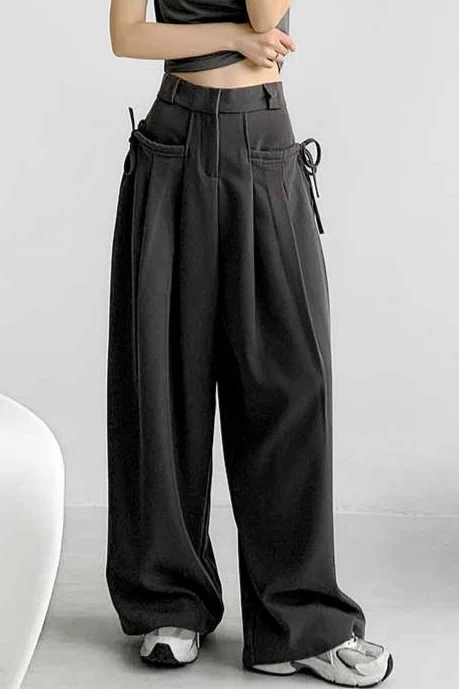 Casual High Waist Fluid Wide Leg Pants - Image 6