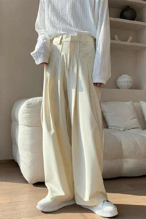 Casual High Waist Fluid Wide Leg Pants - Image 9