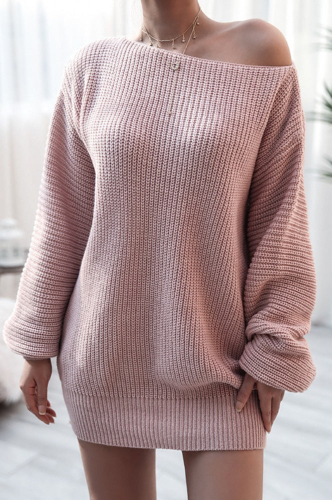 Casual Knit Off Shoulder Sweater Dress - Image 10