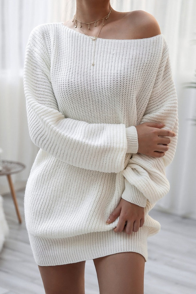 Casual Knit Off Shoulder Sweater Dress - Image 5