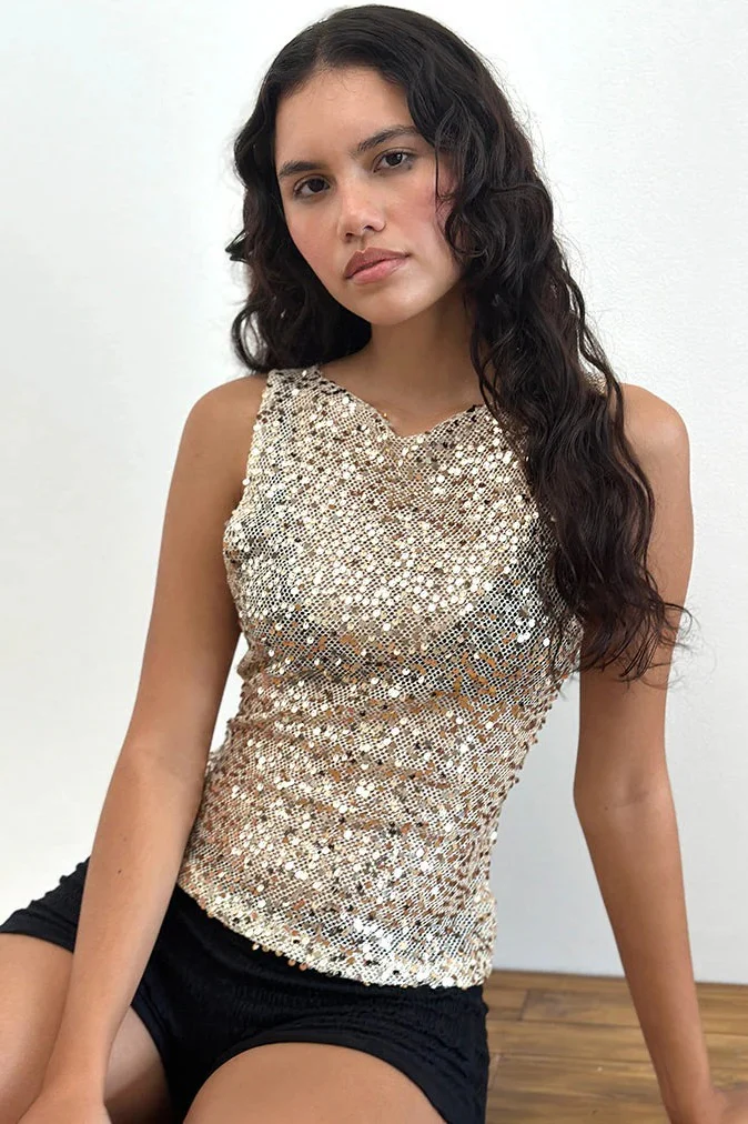 Casual Sequin Bodycon Tank Top - Image 9