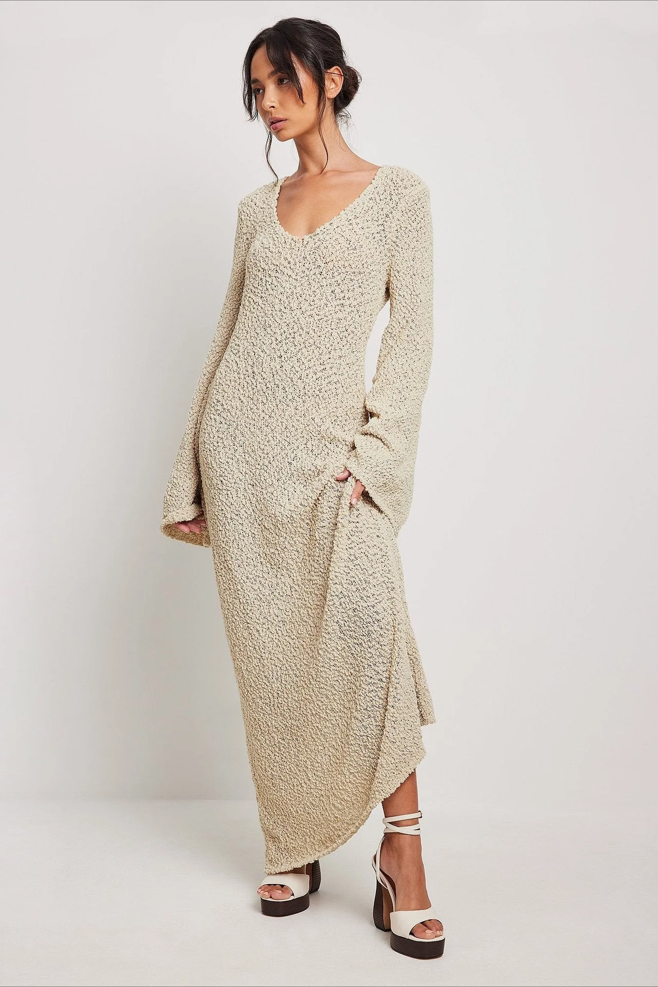 Casual Solid Maxi Sweater Dress - Image 3
