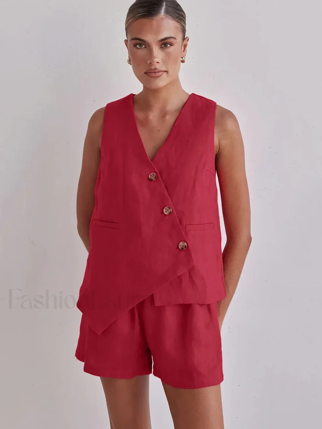 Casual Spaghetti Strap Crop Shorts Two Piece Set - Image 2