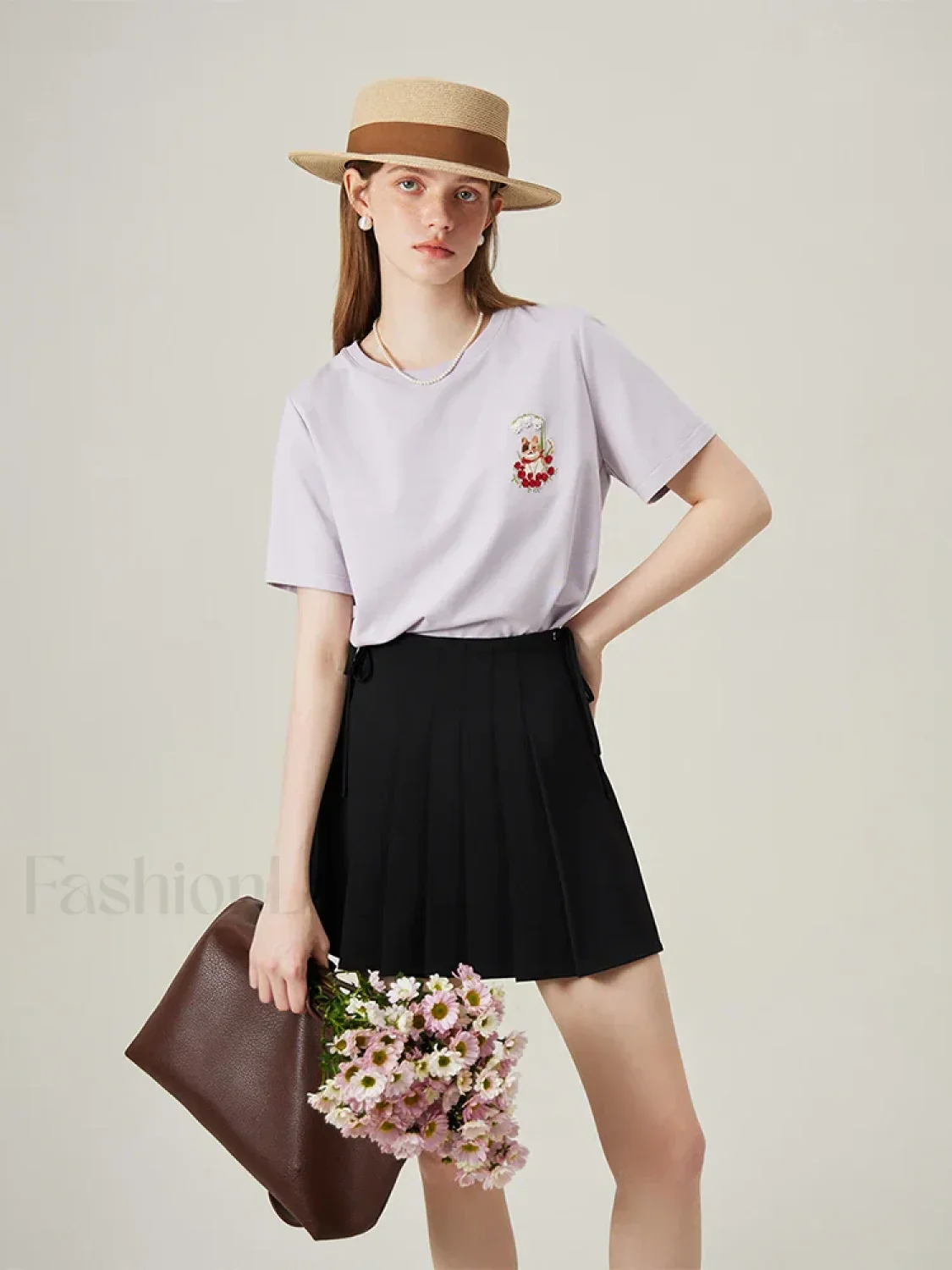 Cat Embroidered Korean Loose T-Shirt - Image 2
