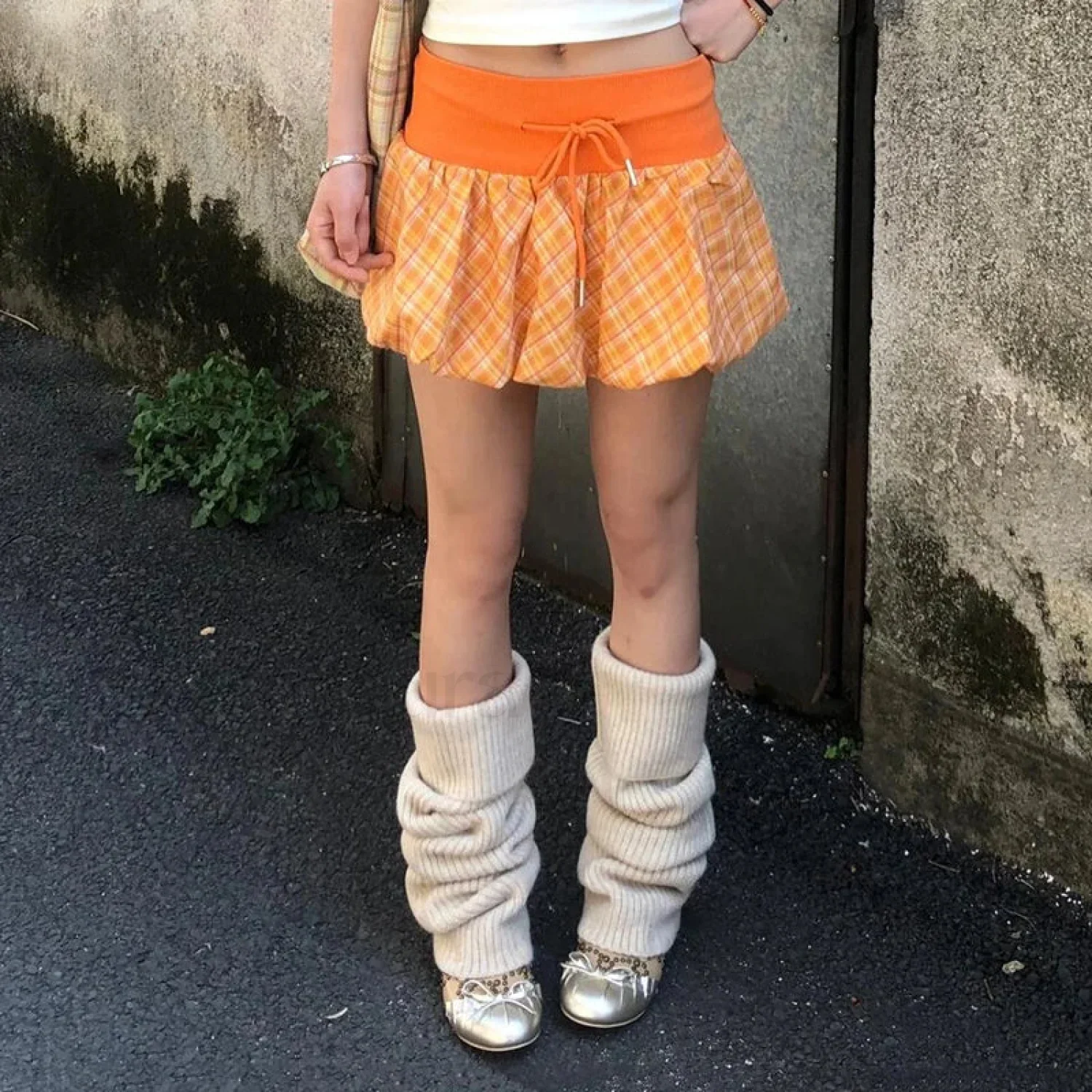 Checkered Bubble Drawstring Lounge Skirt - Image 12