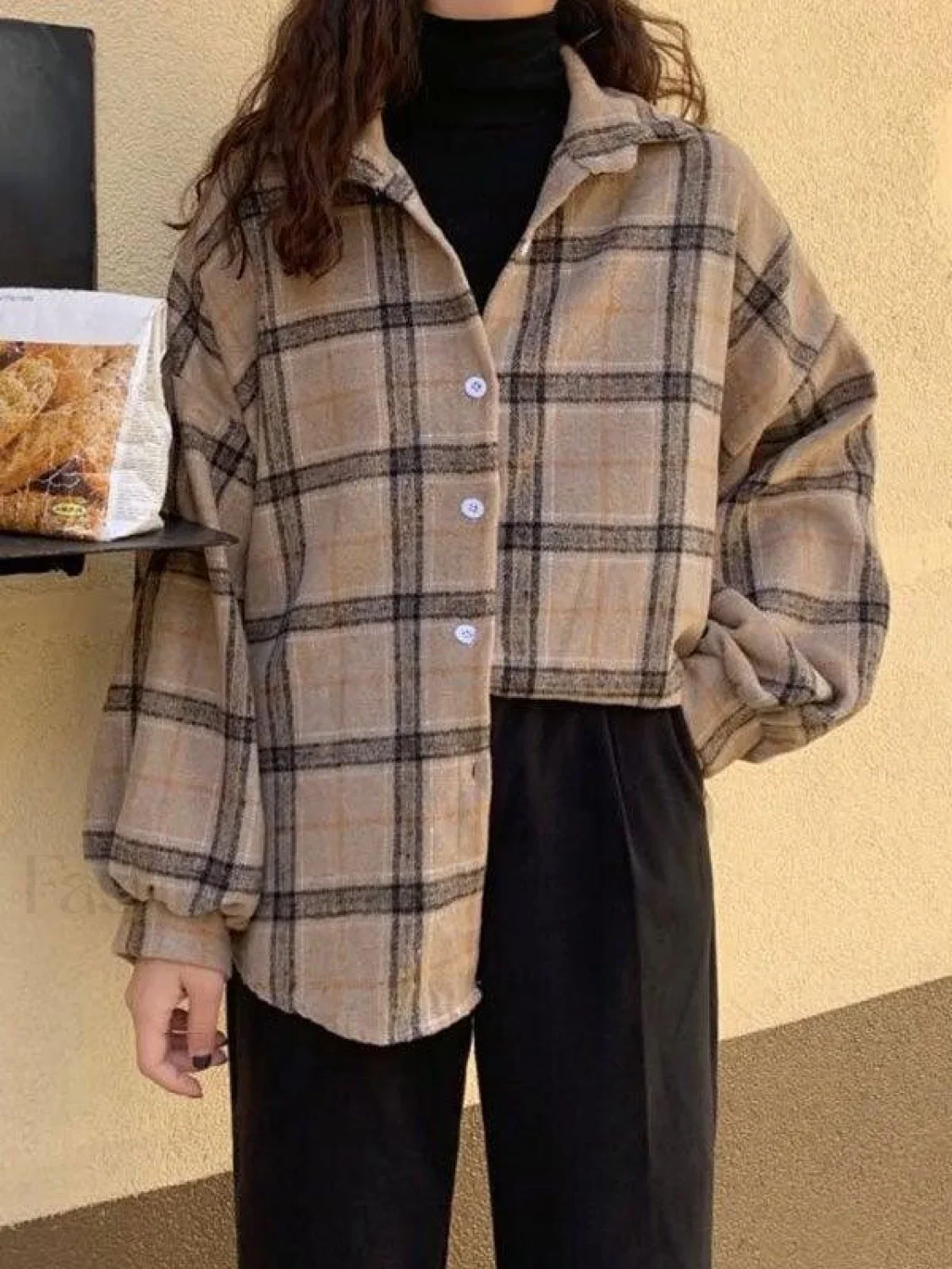 Checkered Print Button Blouse - Image 16