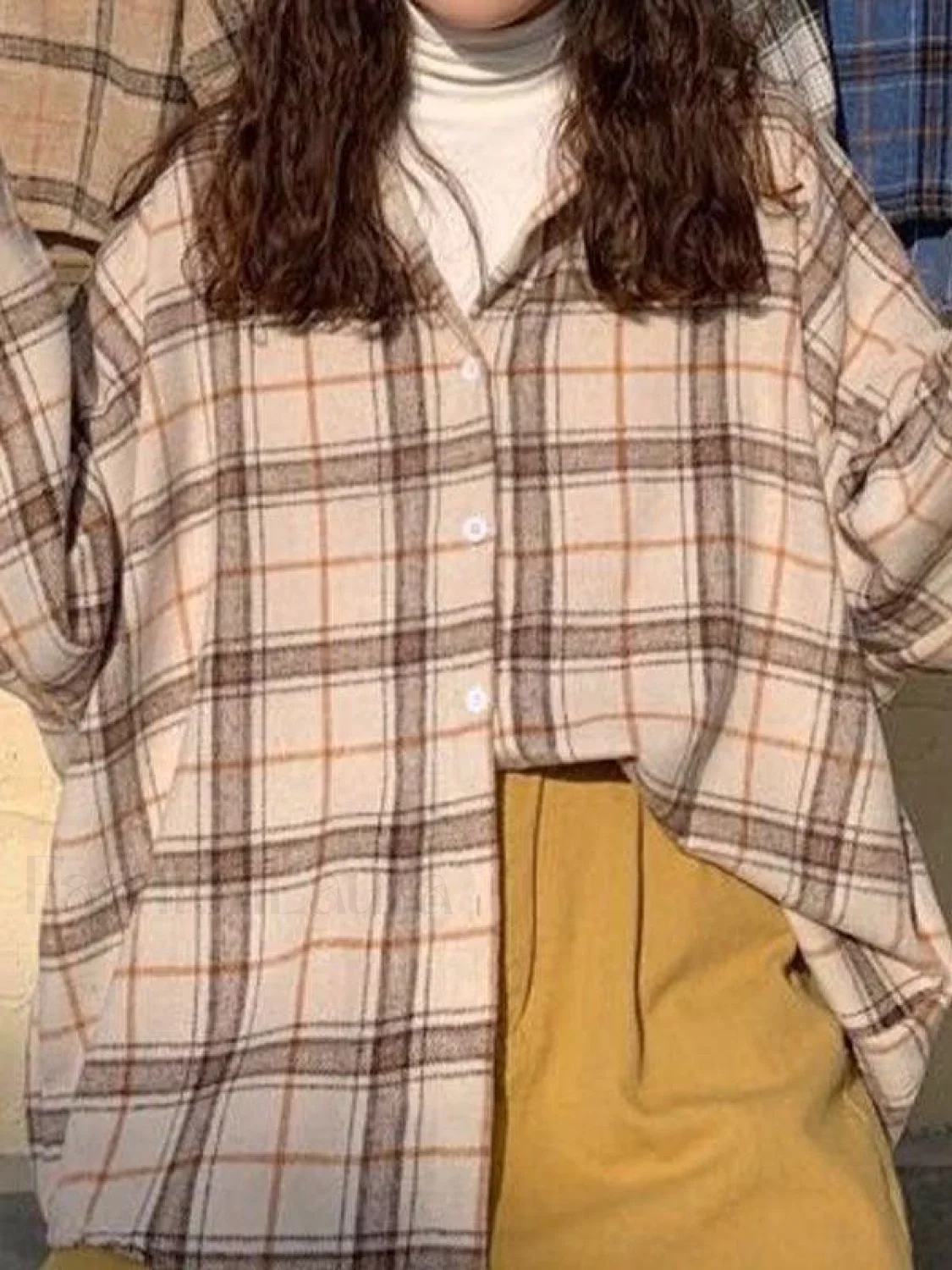 Checkered Print Button Blouse - Image 30