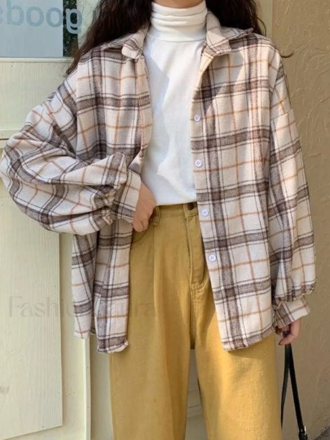 Checkered Print Button Blouse - Image 34