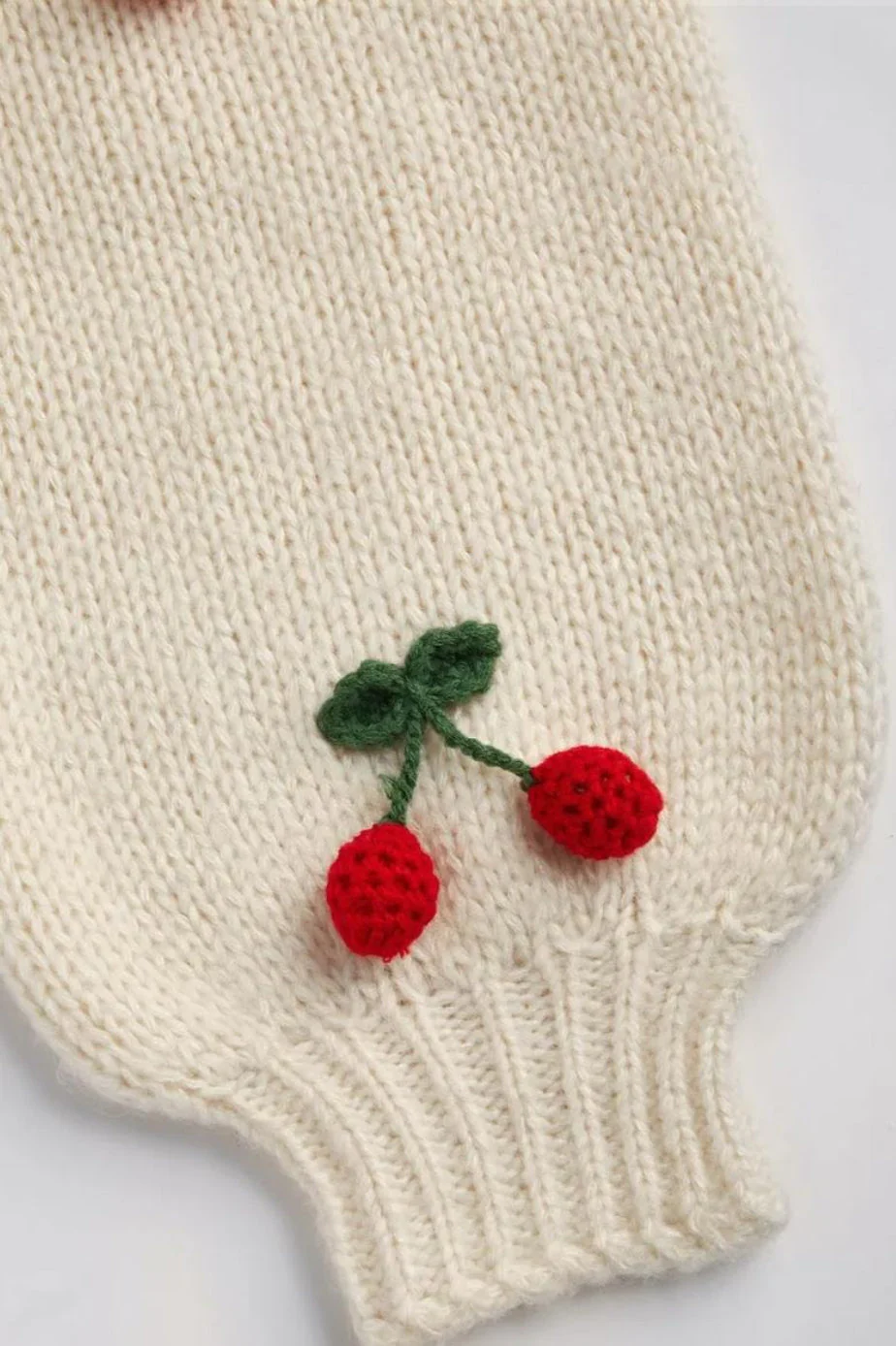 Cherry Embroidered Knit Cardigan Sweater - Image 4