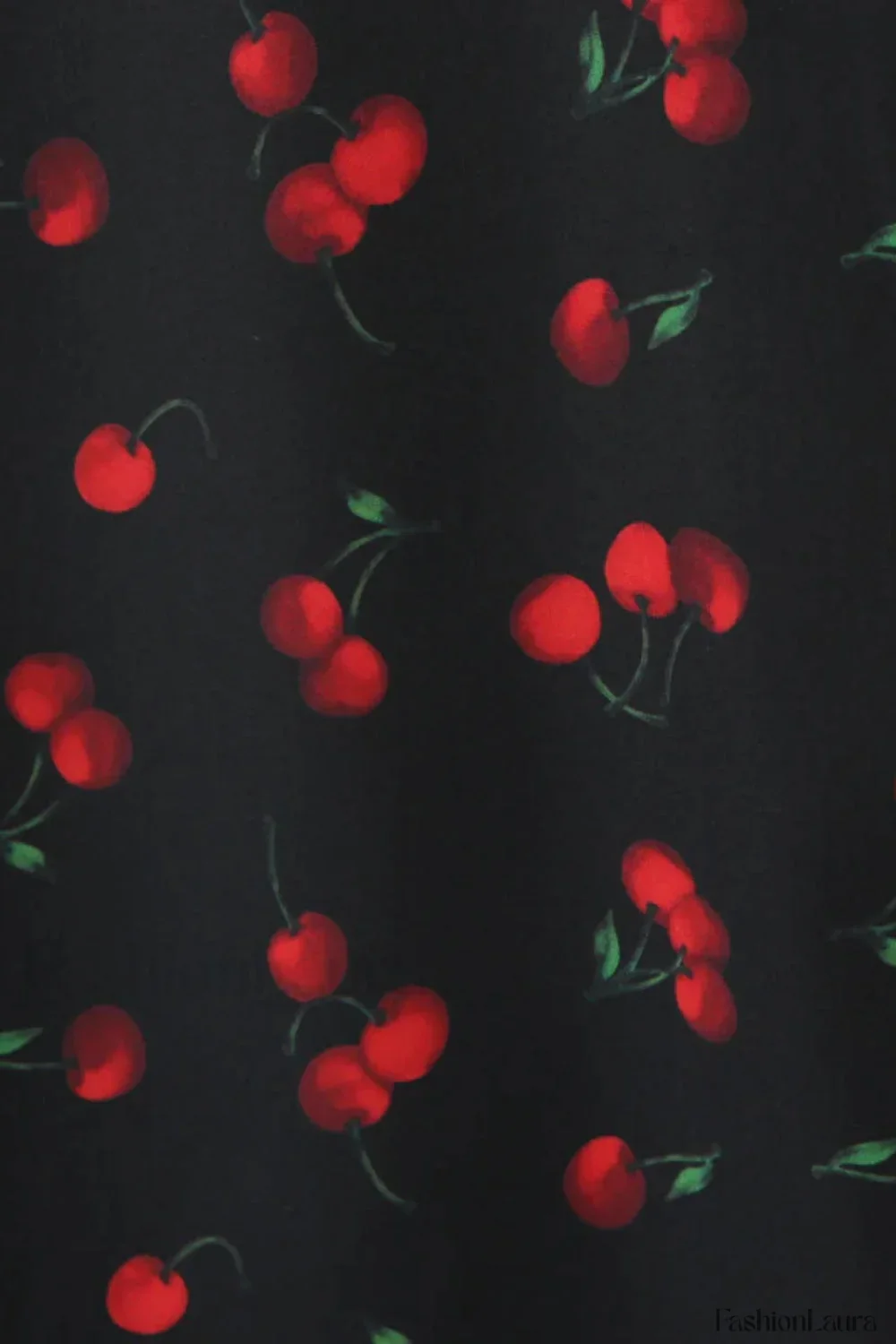 Cherry Print Deep V Halter Strap Neck Mini Dress - Image 5