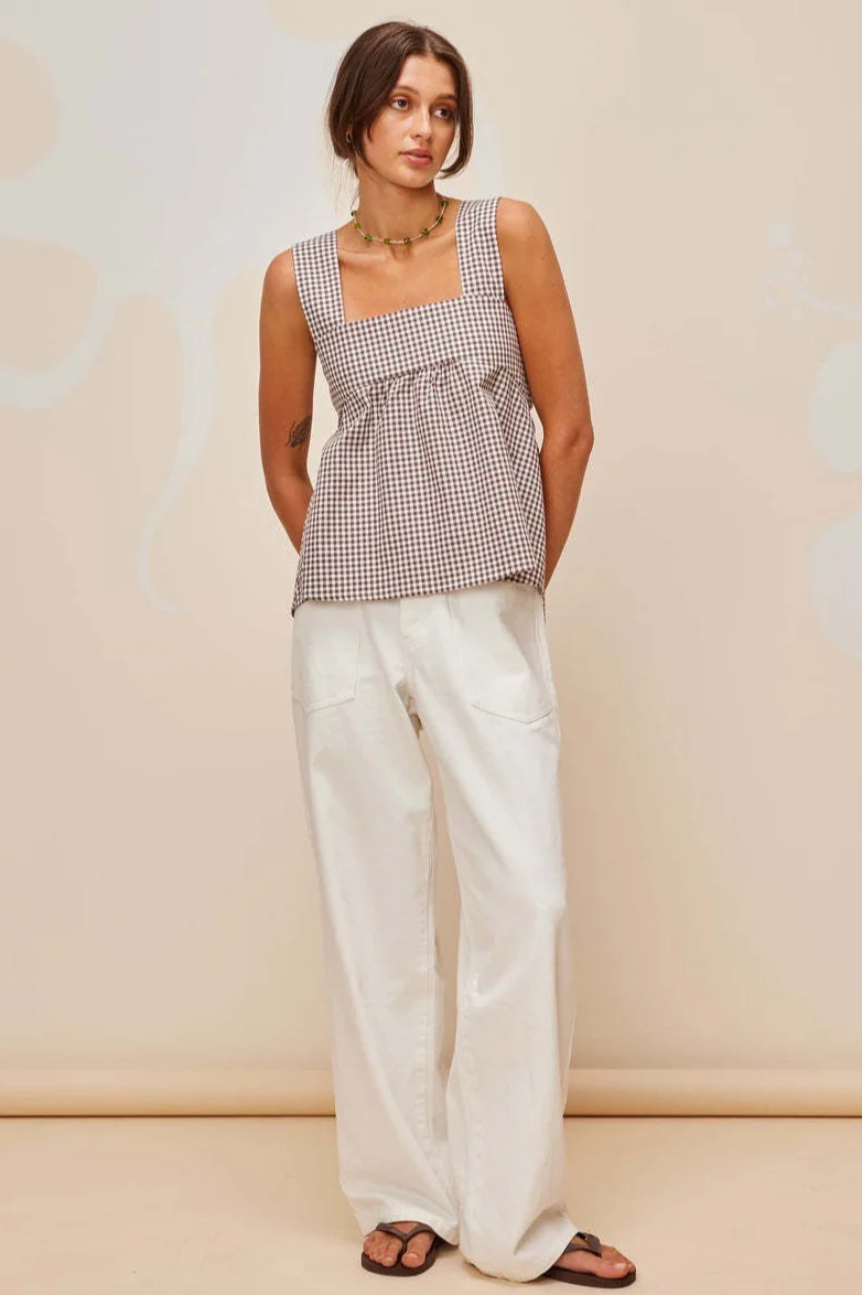 Chic Checkered Back Tie Tank Top - Image 4
