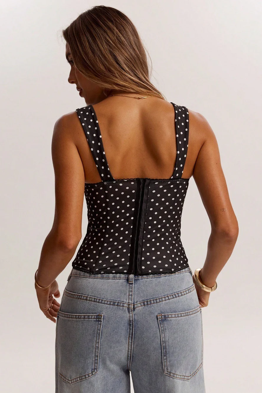 Chic Polka Dot Bustier Sleeveless Tank Top - Image 5
