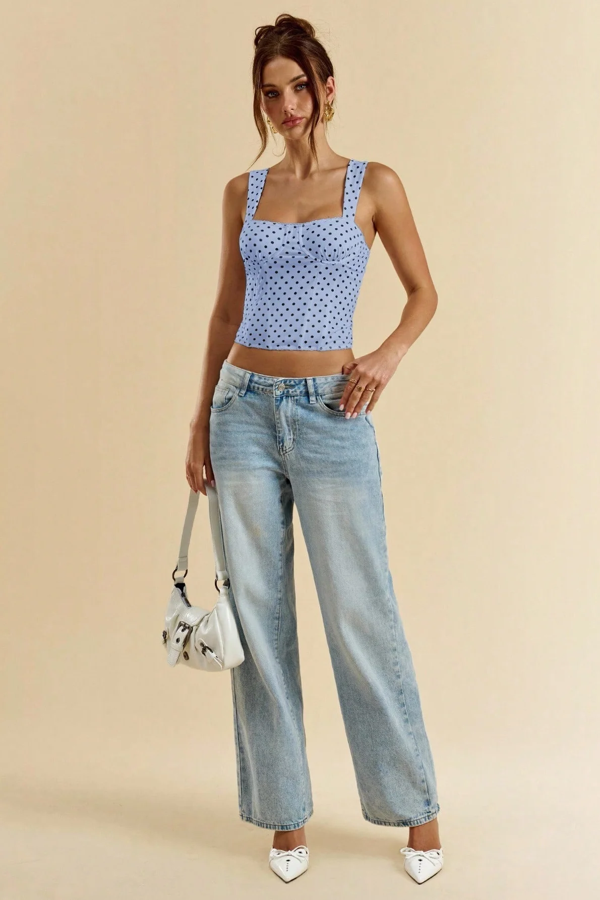 Chic Polka Dot Bustier Sleeveless Tank Top - Image 9