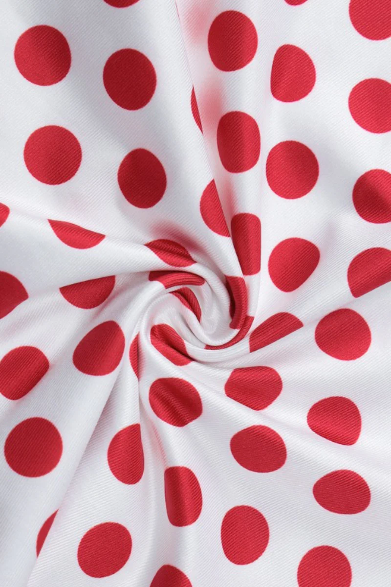 Chic Polka Dot Floral Sleeve Fitted Top Mini Skirt Set - Image 9