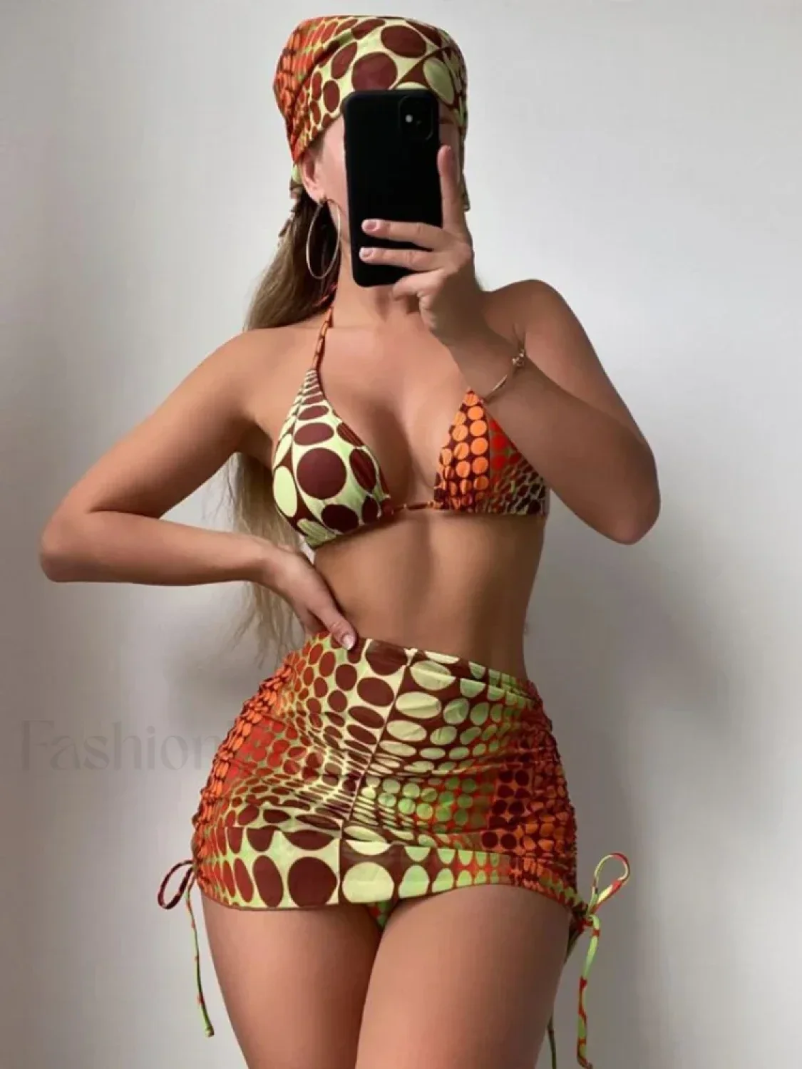 Chic Printed Lace Three Piece Set - Image 5