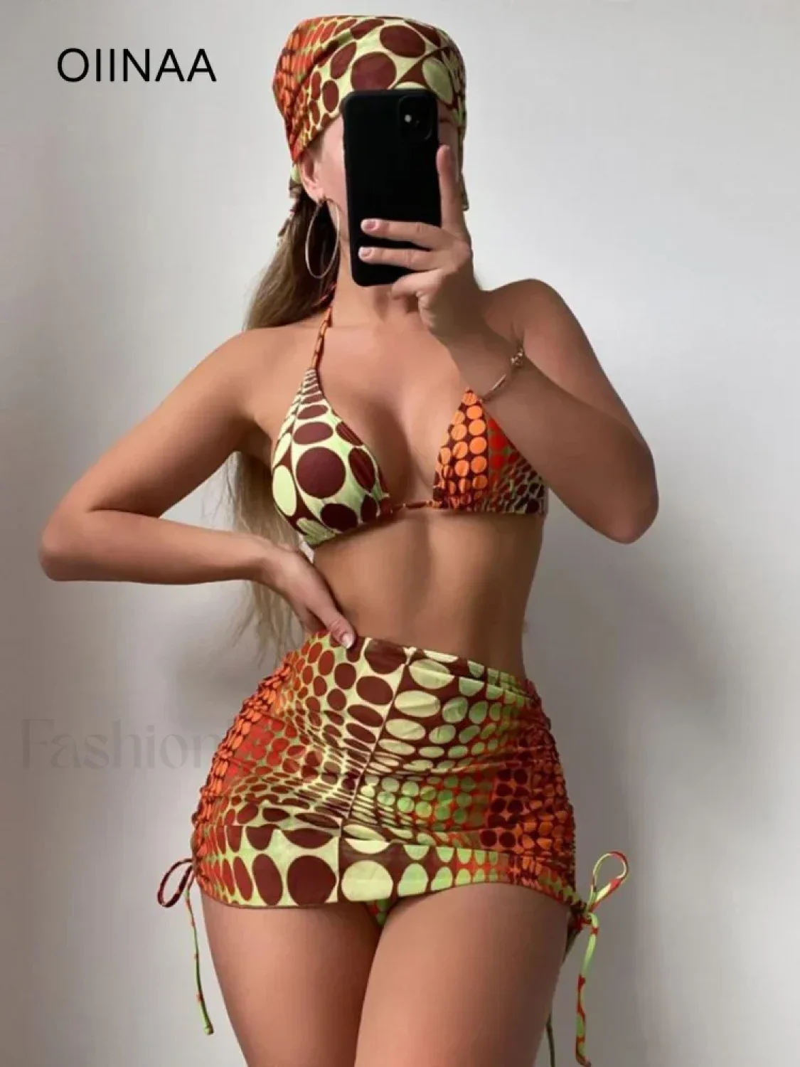 Chic Printed Lace Three Piece Set - Image 8