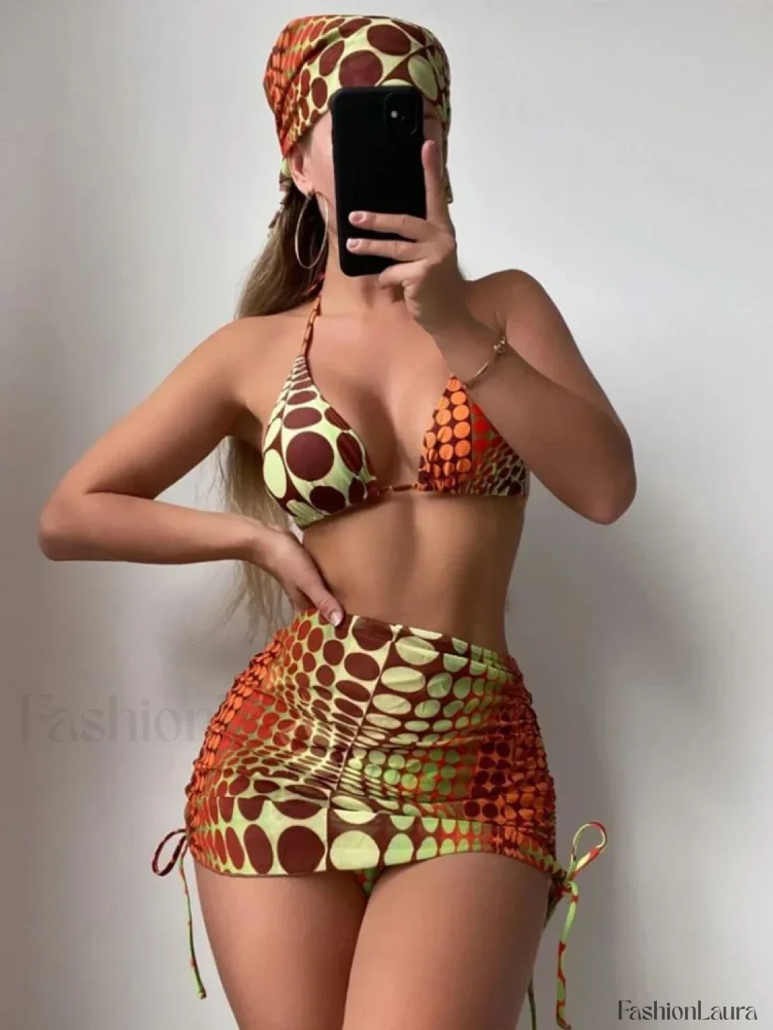 Chic Printed Lace Three Piece Set - Image 9