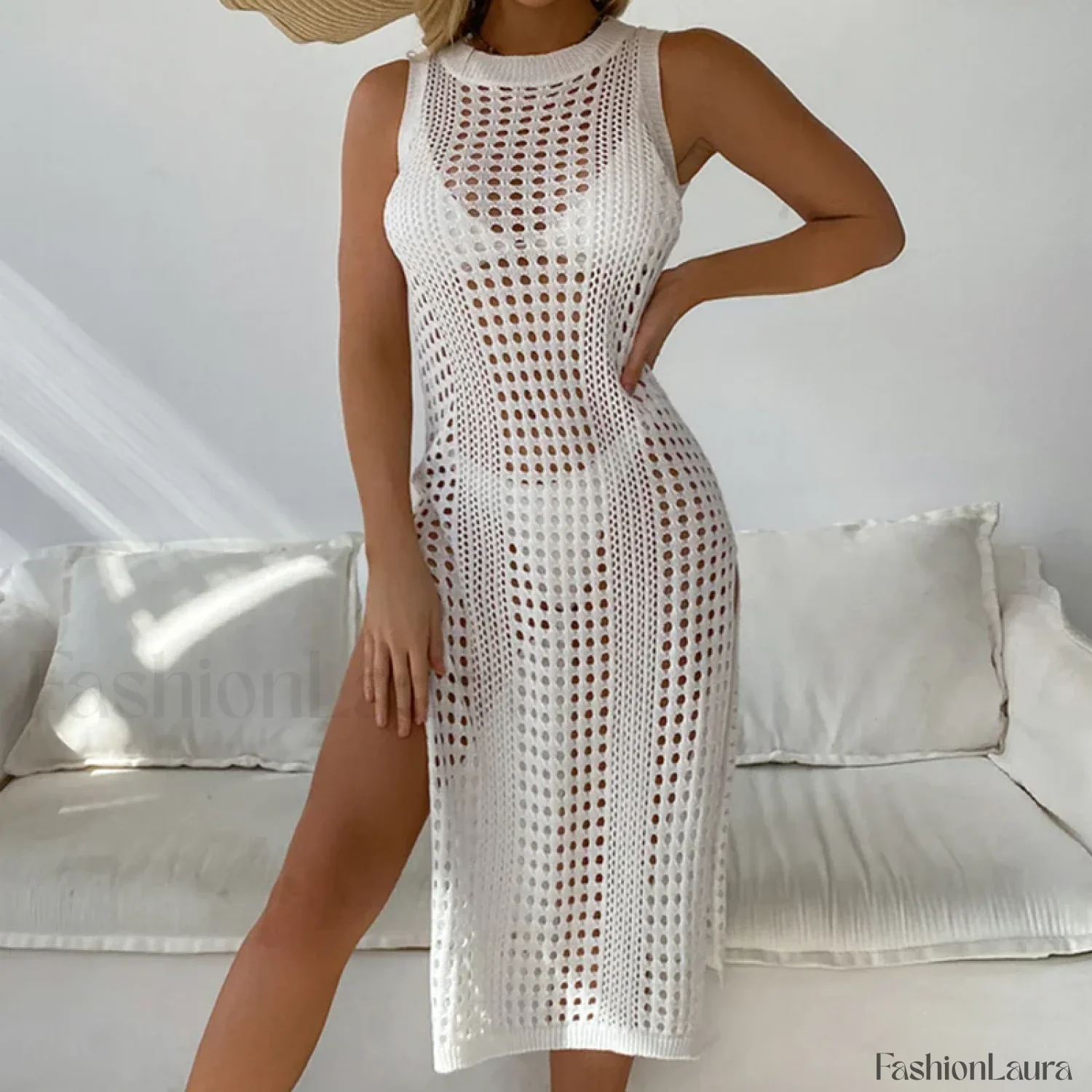 Chic Round Neck Sleeveless Cover Up - Image 26