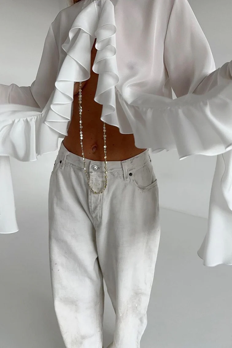 Chiffon Flare Sleeve Blouse - Image 3