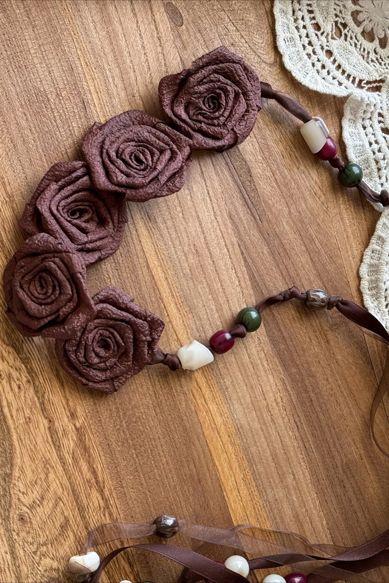 Chiffon Flower Beaded Tassel Decorative Waist Chain - Image 4