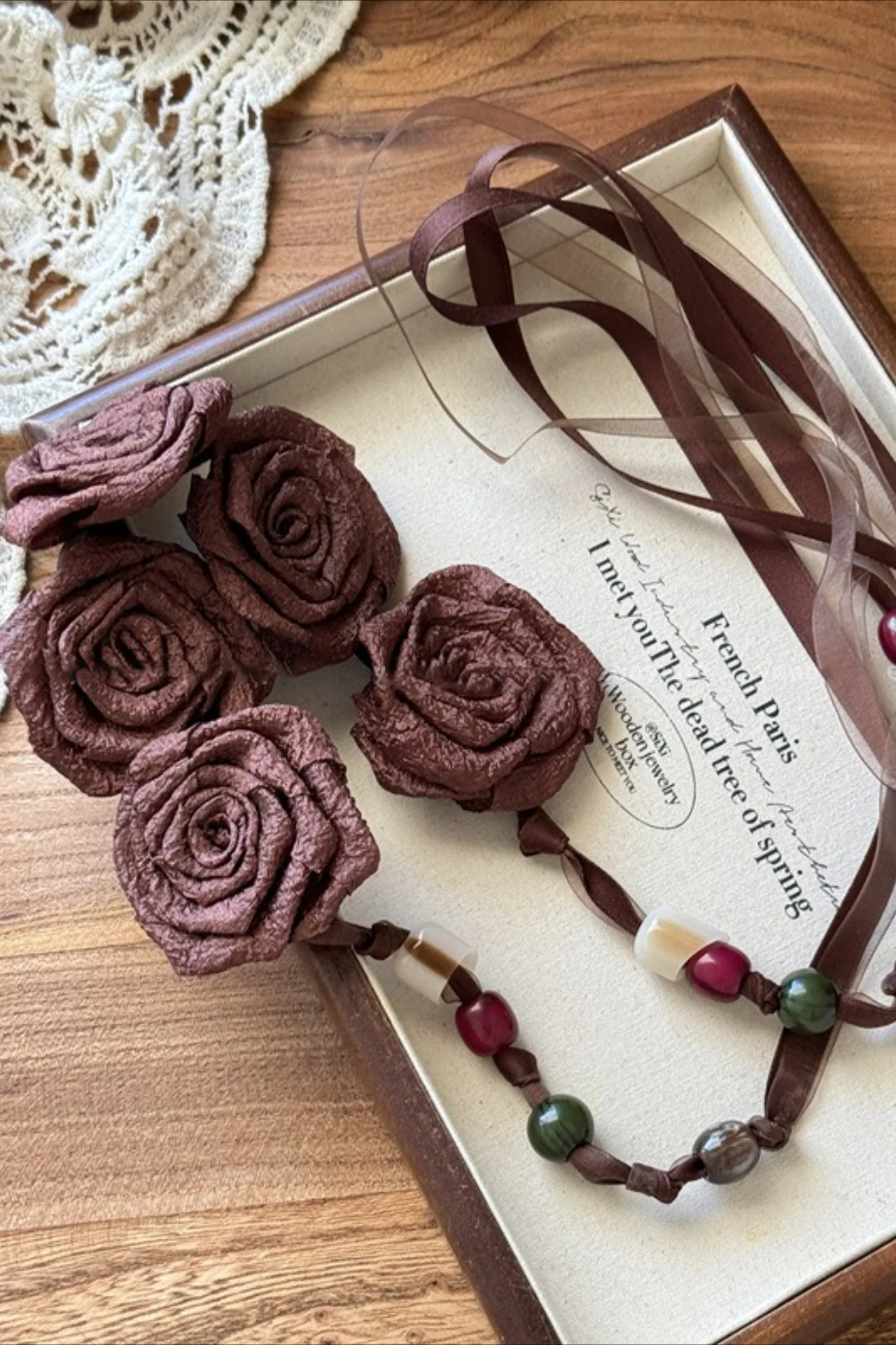 Chiffon Flower Beaded Tassel Decorative Waist Chain - Image 5