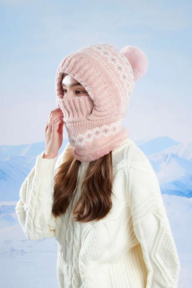 Chunky Knit Balaclava Scarf with Hat - Image 11