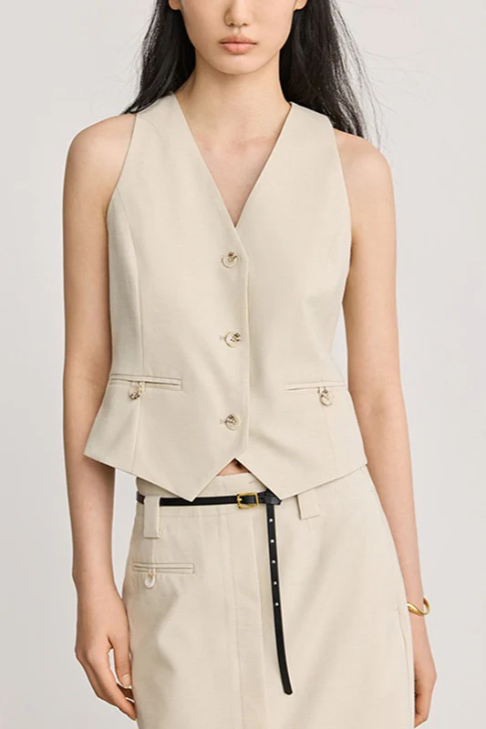 Classic V Neck Sleeveless Waistcoat Tank Top - Image 4