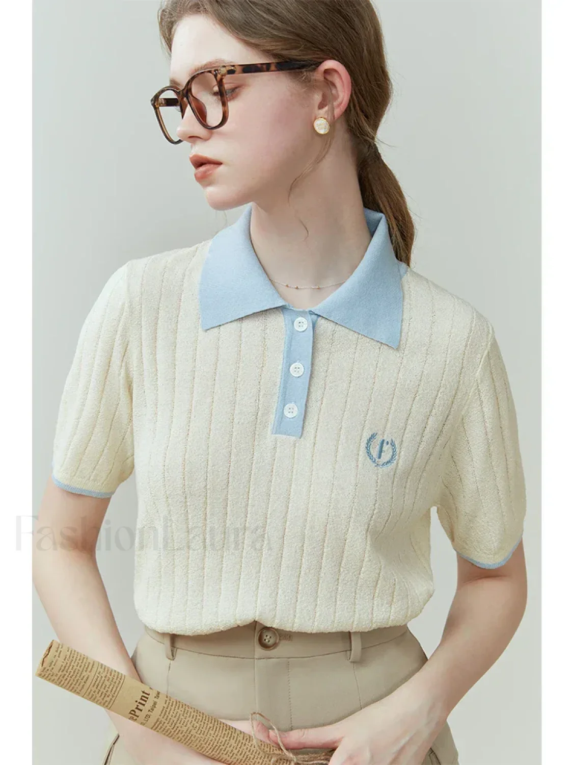 College Style Color Matching T-Shirt - Image 7