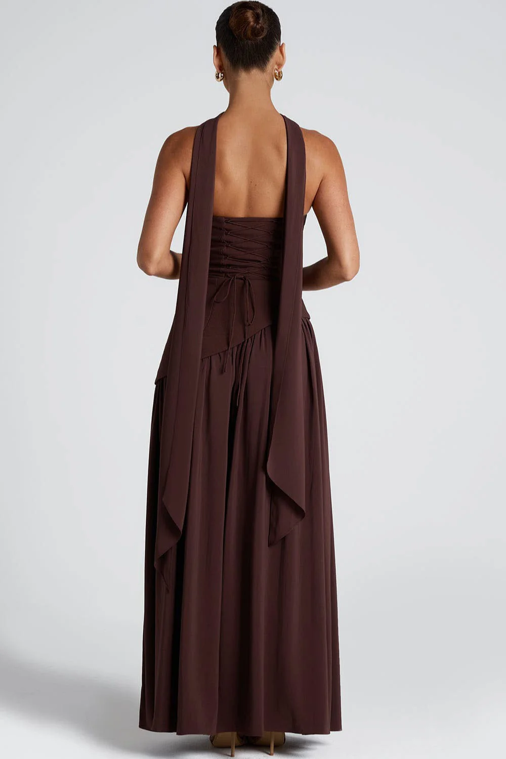 Color Block Flowy Tie Bustier Formal Dress - Image 10