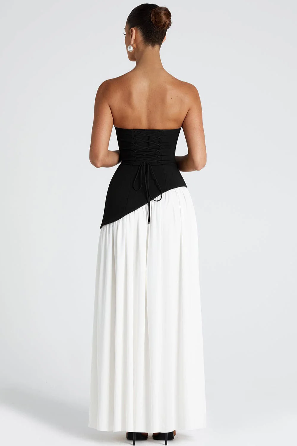 Color Block Flowy Tie Bustier Formal Dress - Image 3