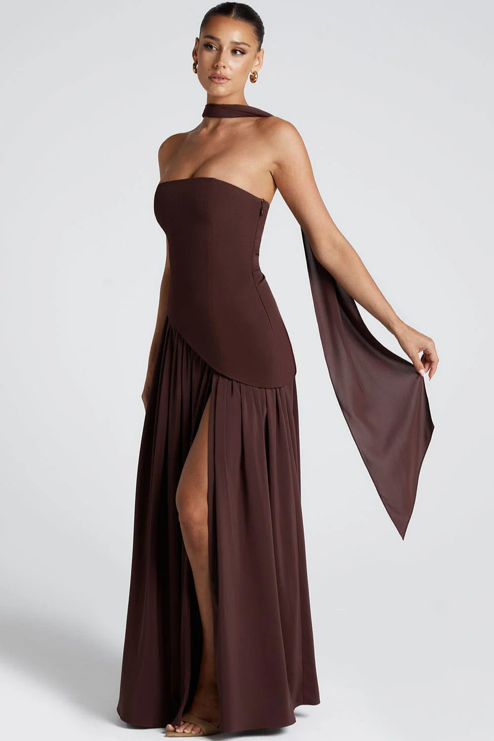 Color Block Flowy Tie Bustier Formal Dress - Image 8