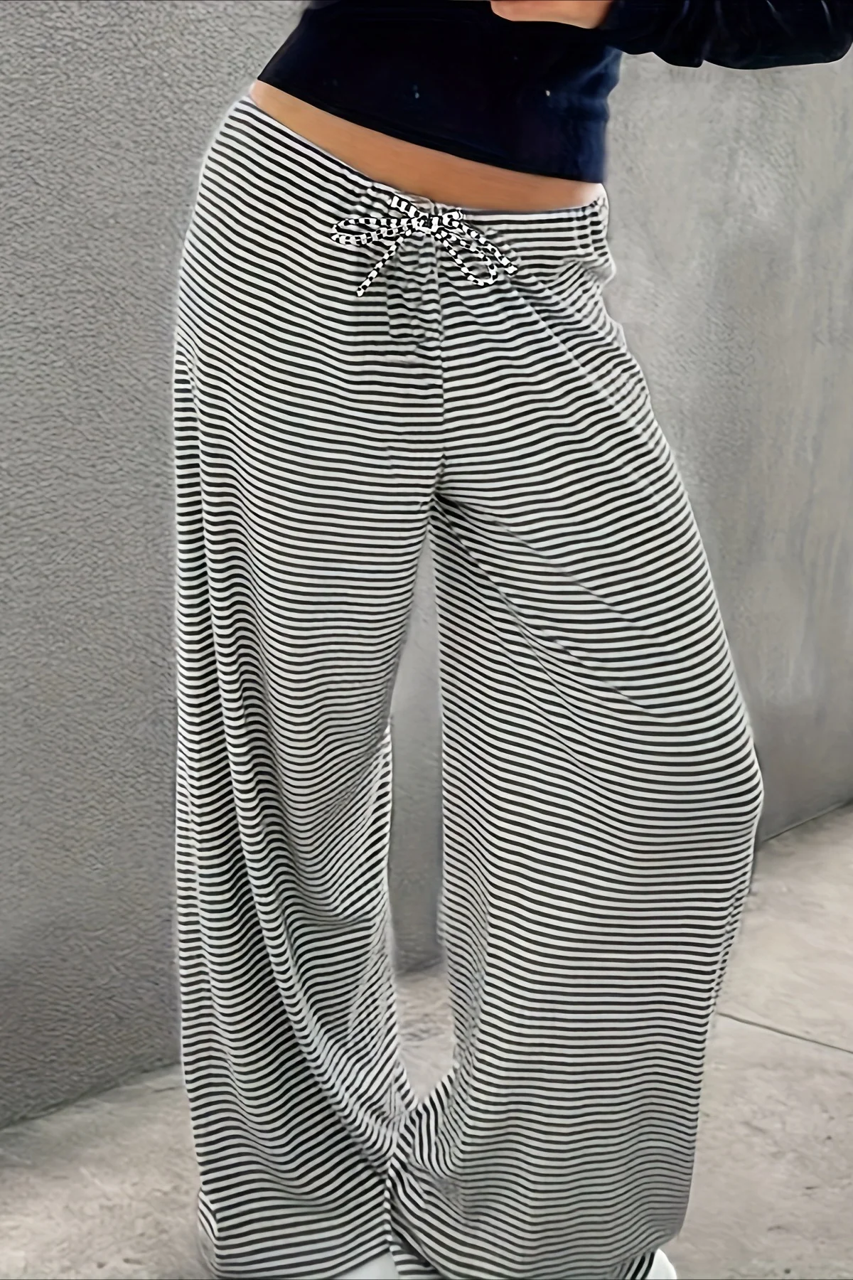 Color Block Stripe Casual Relaxed Straight Pants - Image 5