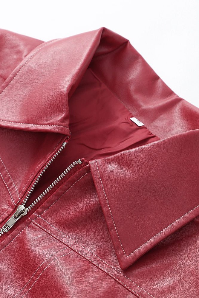 Colorblock Faux Leather Zip Jacket - Image 6