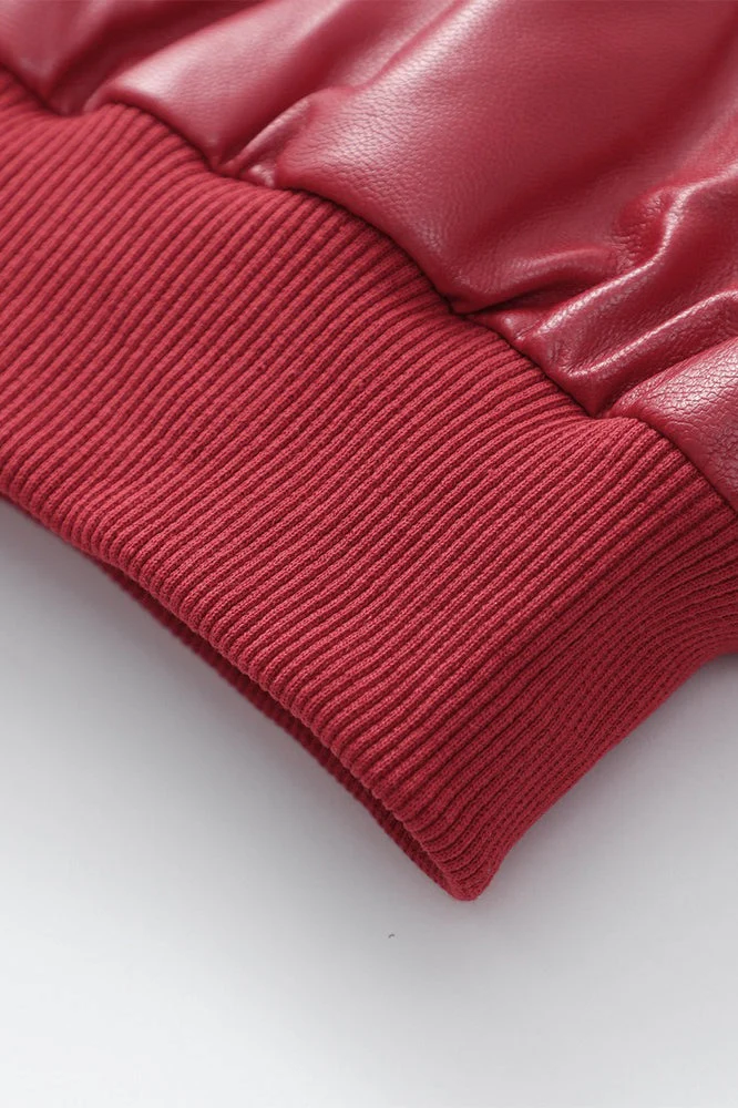 Colorblock Faux Leather Zip Jacket - Image 7