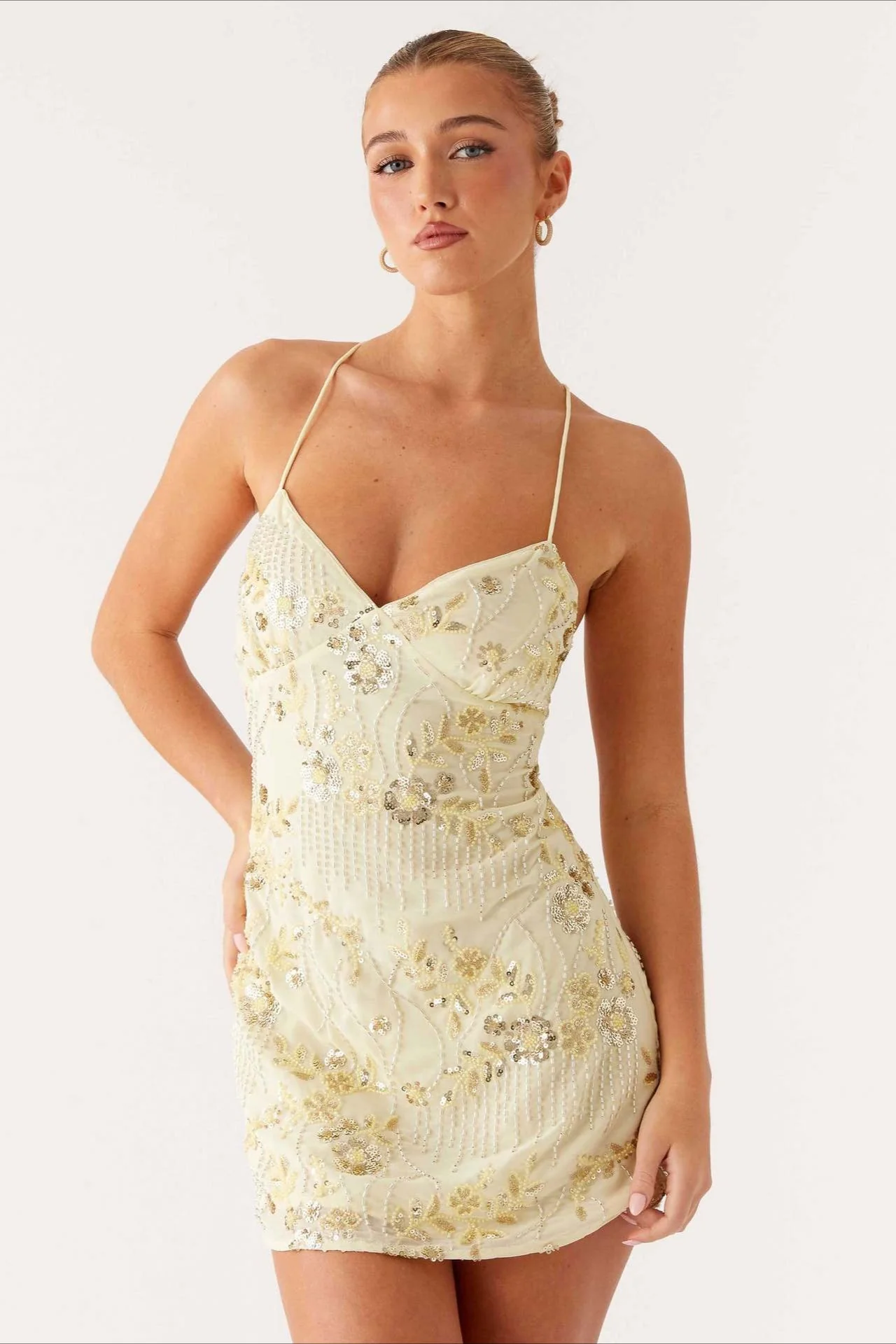 Colorful Beaded Back Tie Cocktail Dress - Image 23