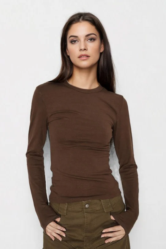 Contoured Long Sleeve Knit Top - Image 2