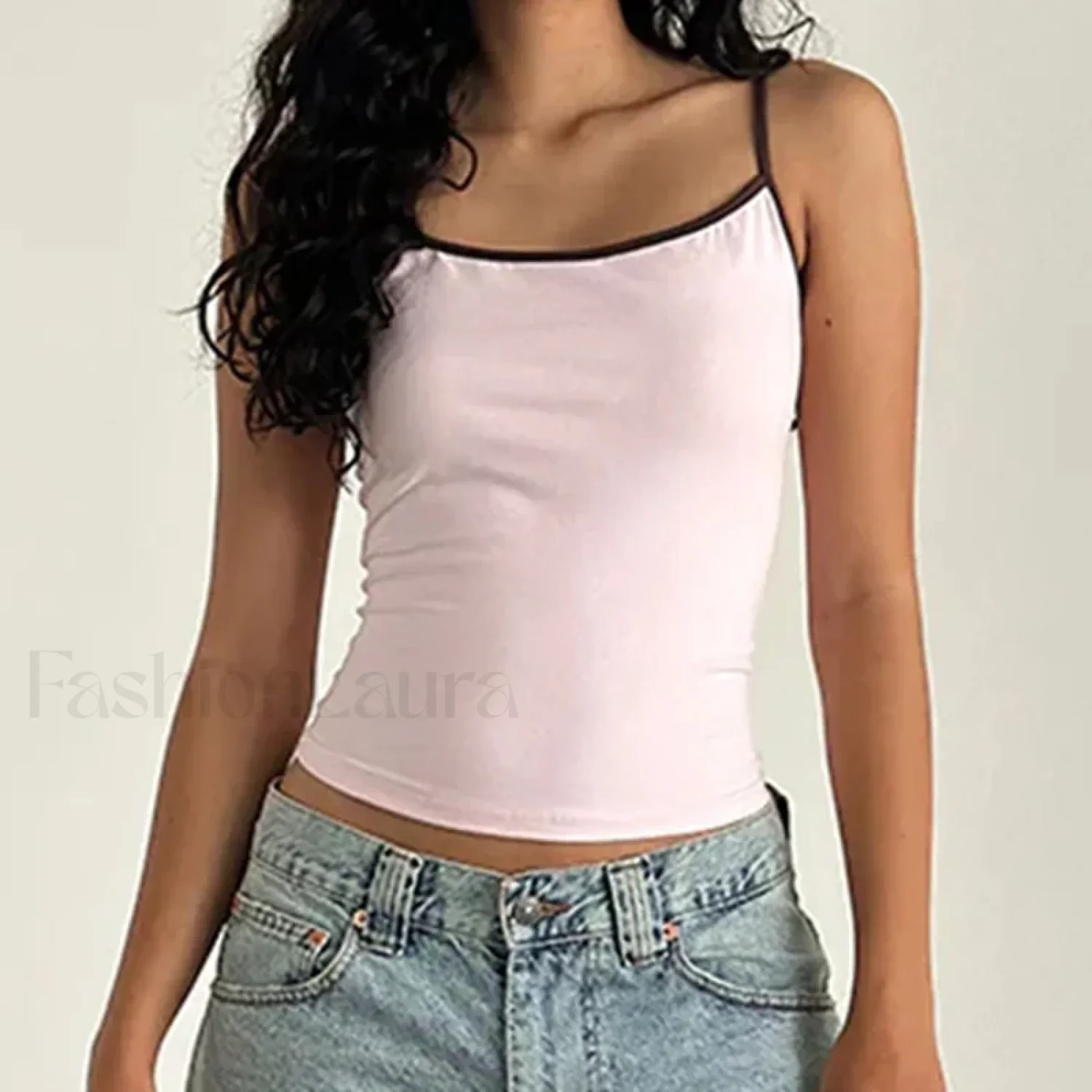 Contrast Spaghetti Strap Crop Top - Image 16