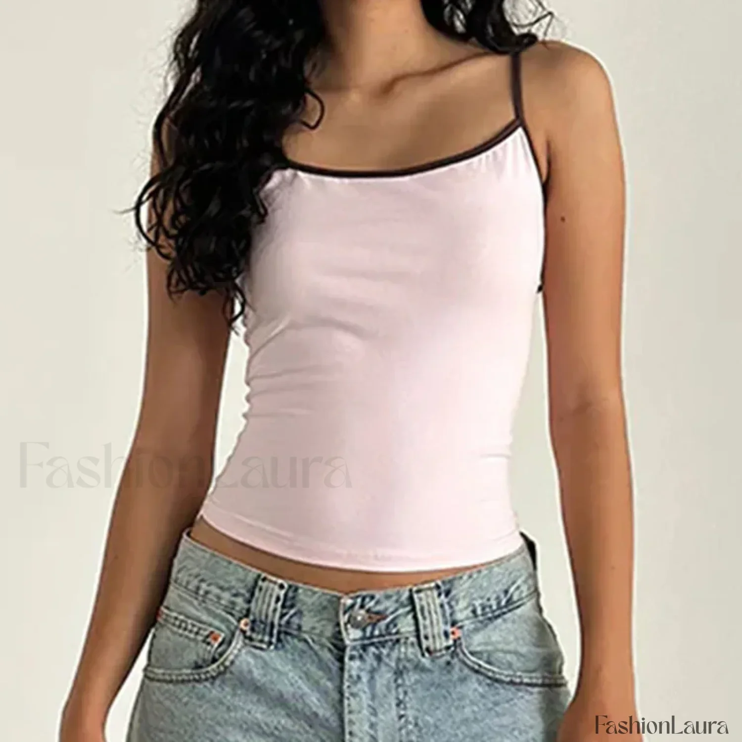 Contrast Spaghetti Strap Crop Top - Image 26
