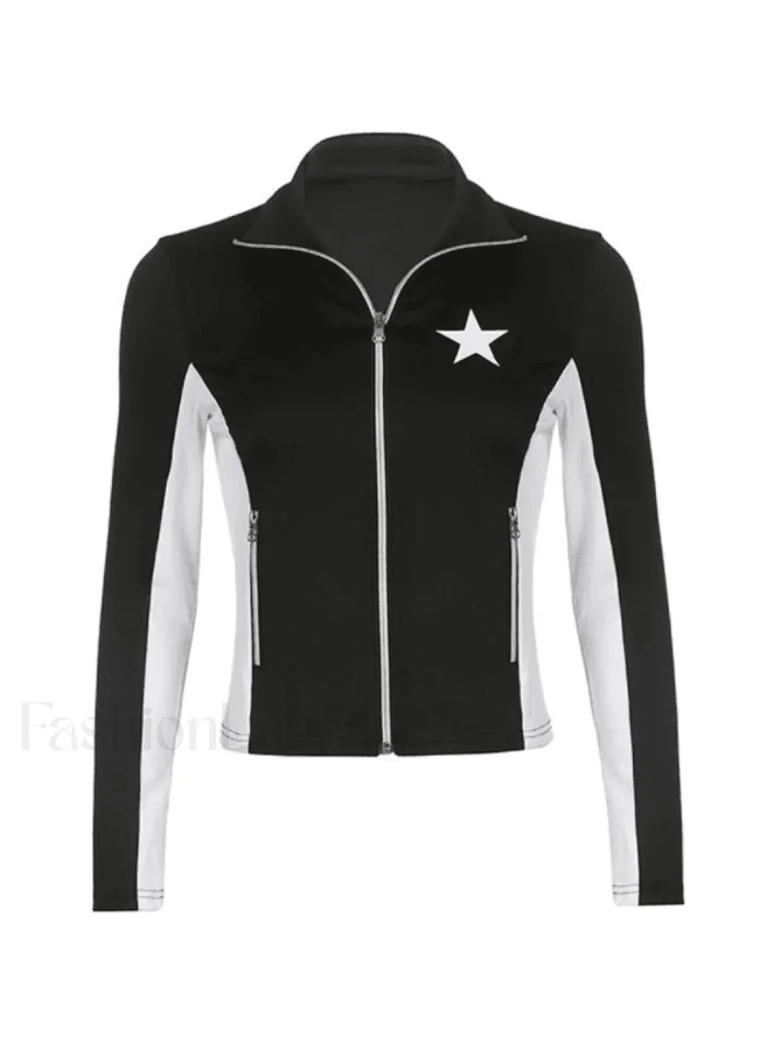 Contrast Star Print Zip-Up Jacket - Image 10