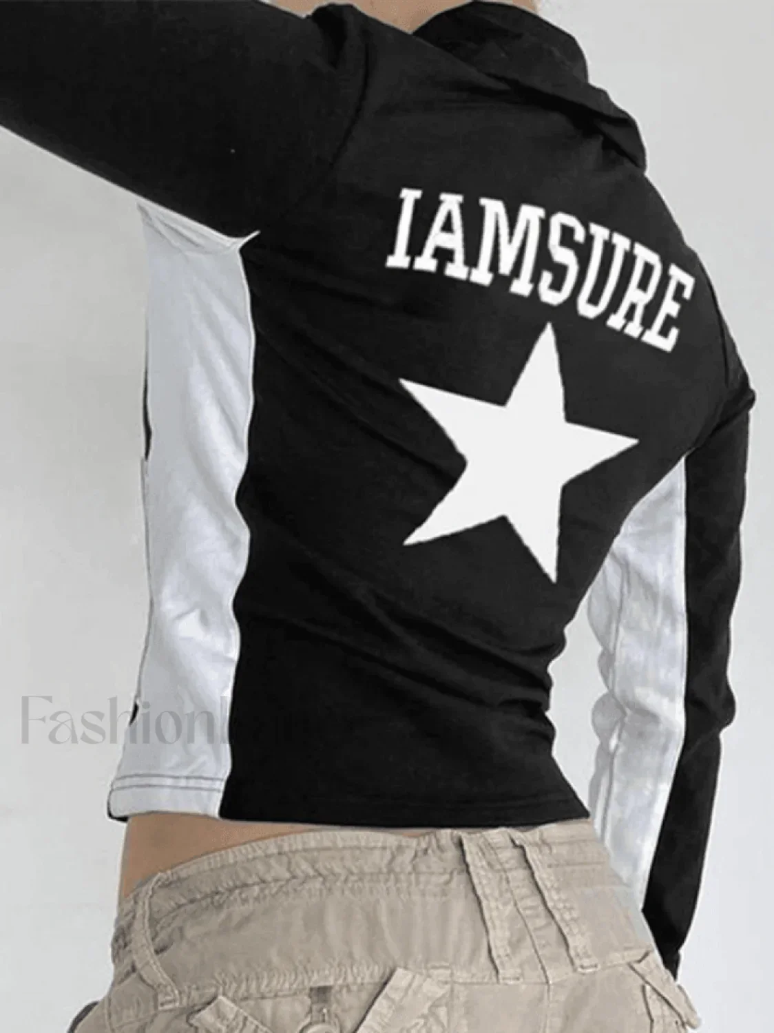 Contrast Star Print Zip-Up Jacket - Image 3