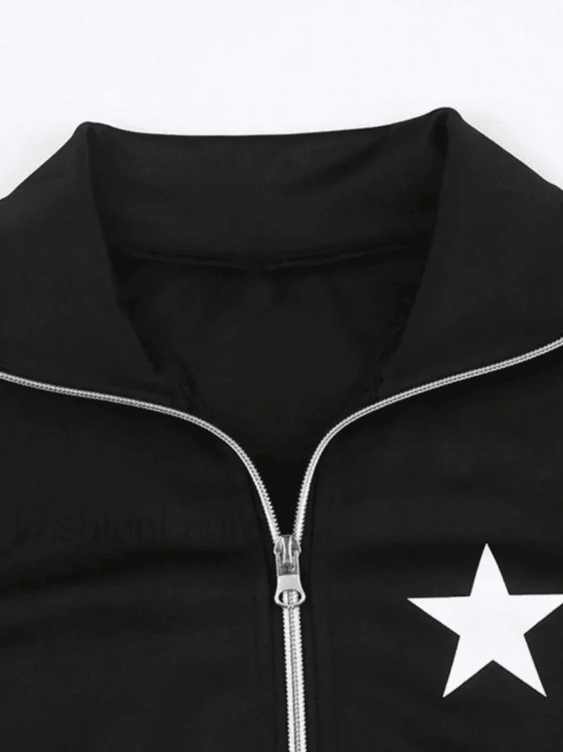 Contrast Star Print Zip-Up Jacket - Image 5
