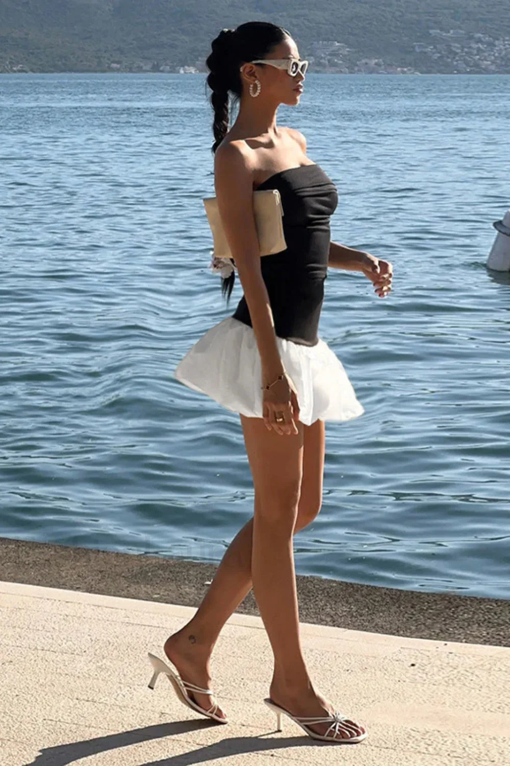 Contrasting Color Slim Fit Tube Top Mini Dress - Image 7