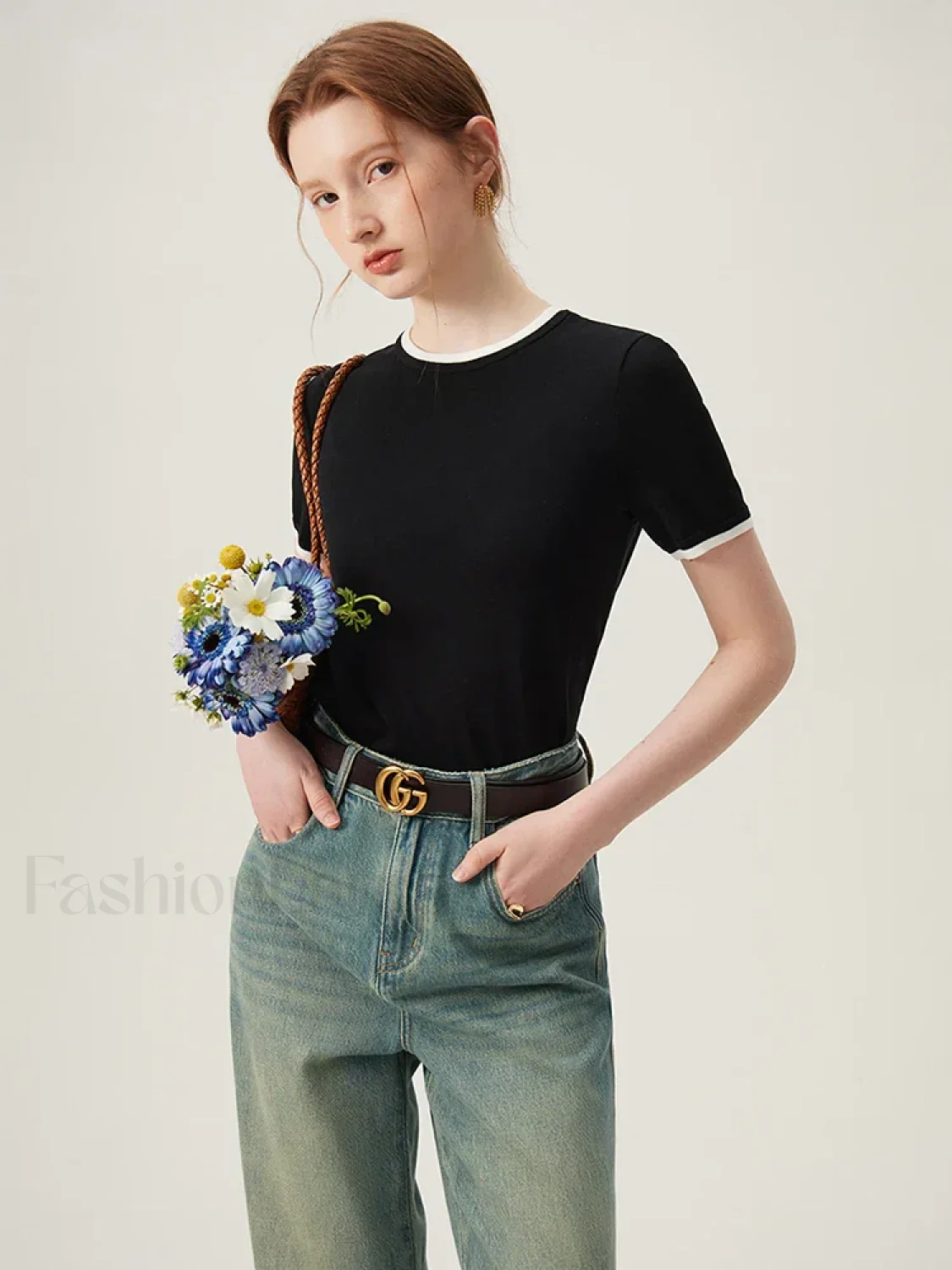 Contrasting Woolen Lyocell Knit T-Shirt - Image 7