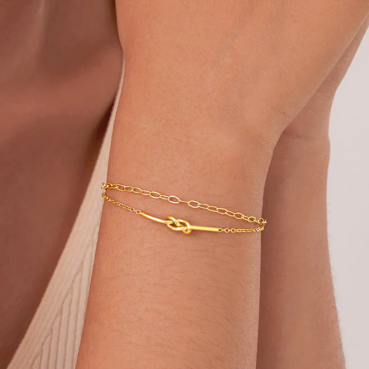 Copper Double-Layer Knotted Chain Bracelet