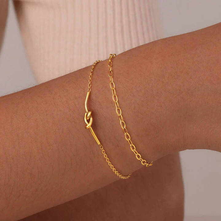 Copper Double-Layer Knotted Chain Bracelet - Image 2