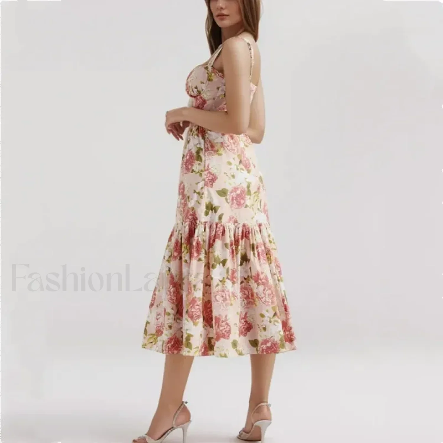 Corset Ruffled Silk Floral Dress - Image 2